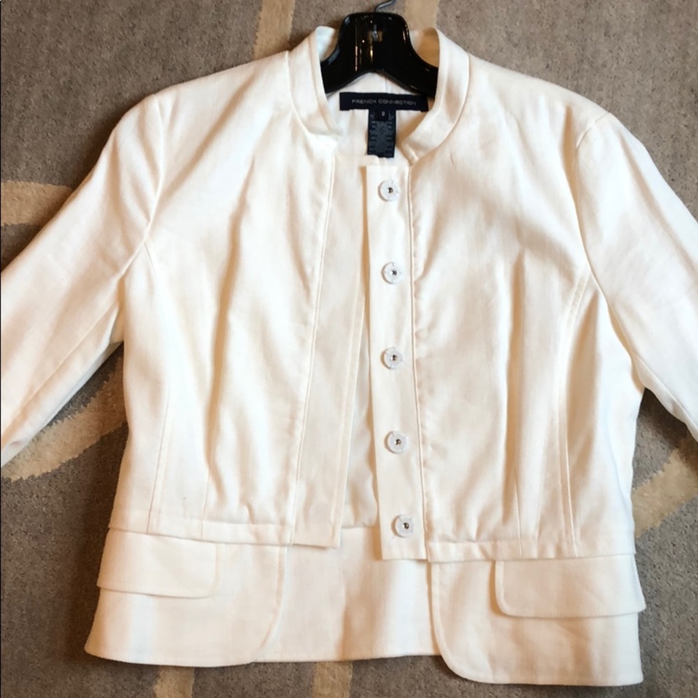 French Connection White Linen Blazer